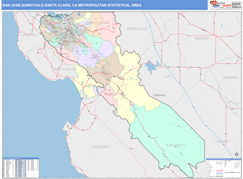 San Jose-Sunnyvale-Santa Clara Metro Area Digital Map Color Cast Style